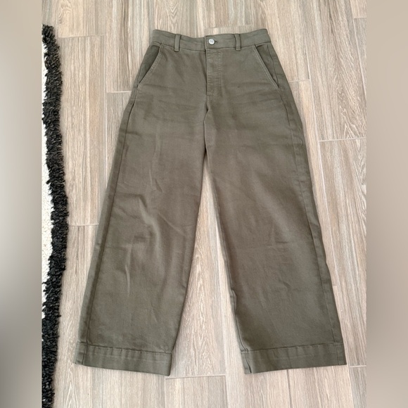 Everlane Olive Green High-Rise Wide-Leg Pants - Picture 5 of 6